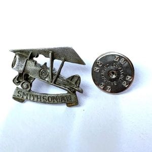 Smithsonian airplane pin, silver tone